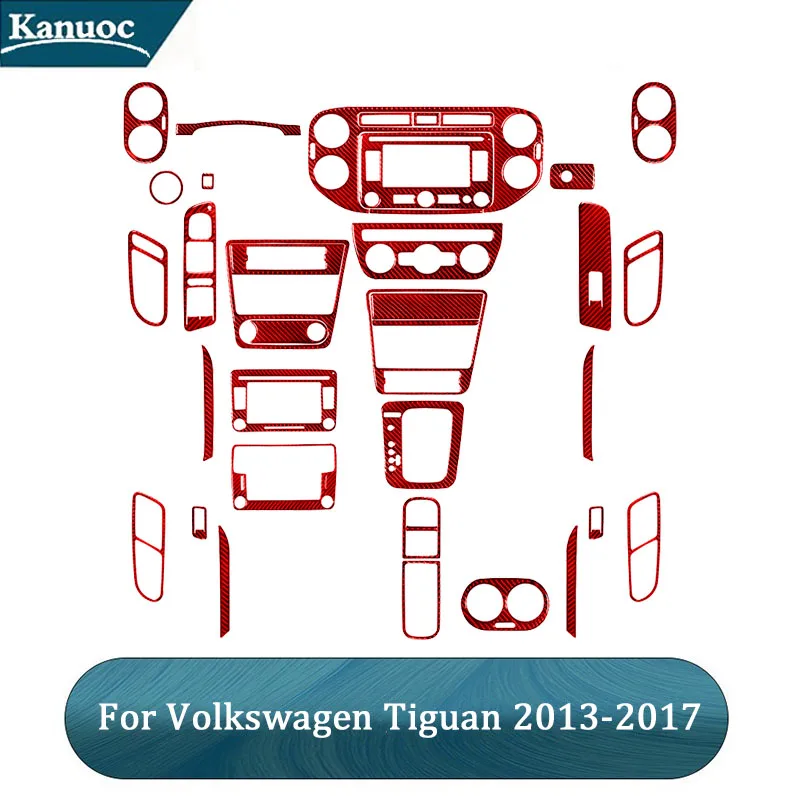 Rote Schutzaufkleber für Volkswagen Tiguan 2013 2014 2015 2016 2017, Auto-Imitation aus Kohlefaser, dekoratives Zubehör Image