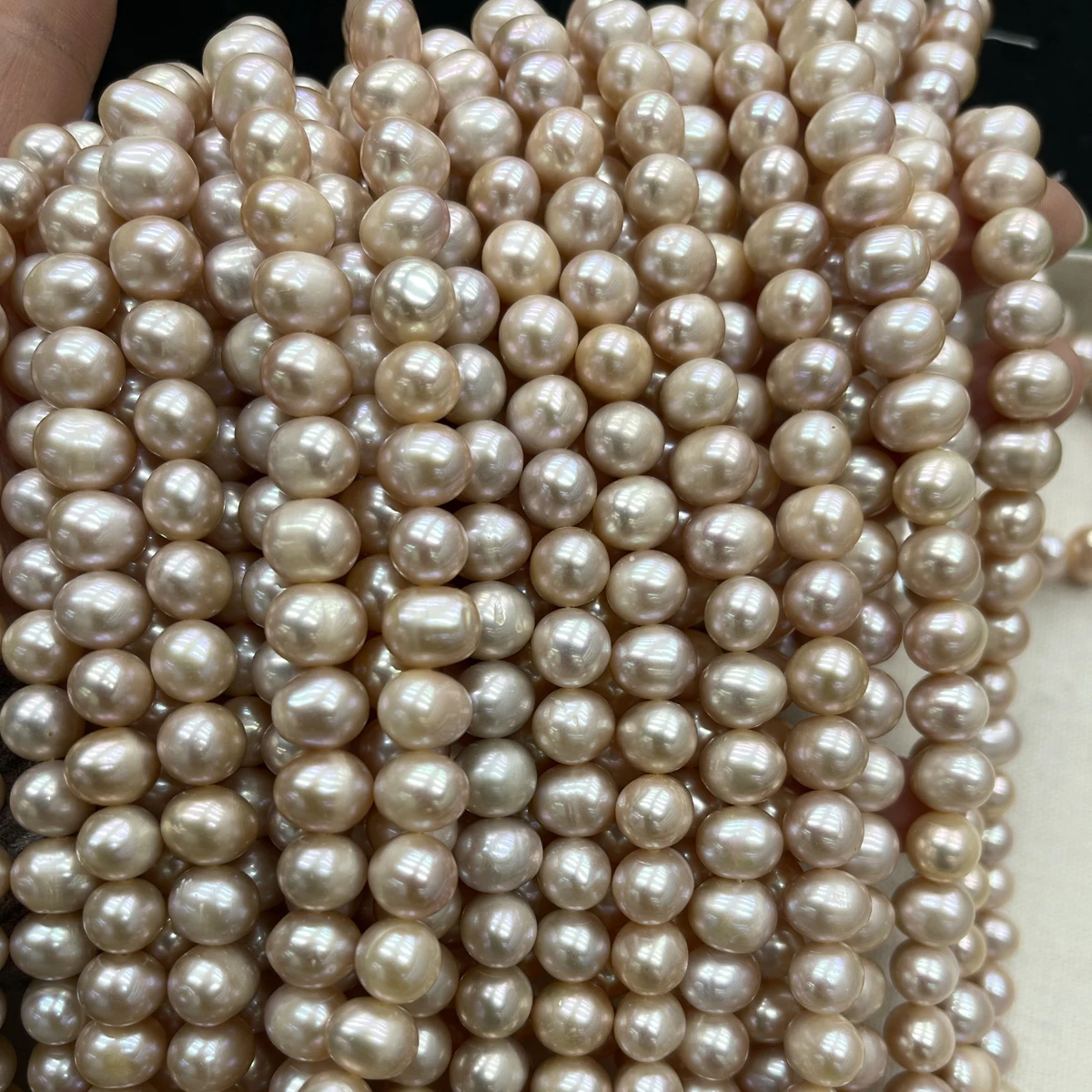 8-9mm Nahezu Kreisförmige Lochperlen Natürliche Süßwasserperlen Halbfertige Perlen für Schmuckherstellung DIY Halskette Armband Zubehör Image