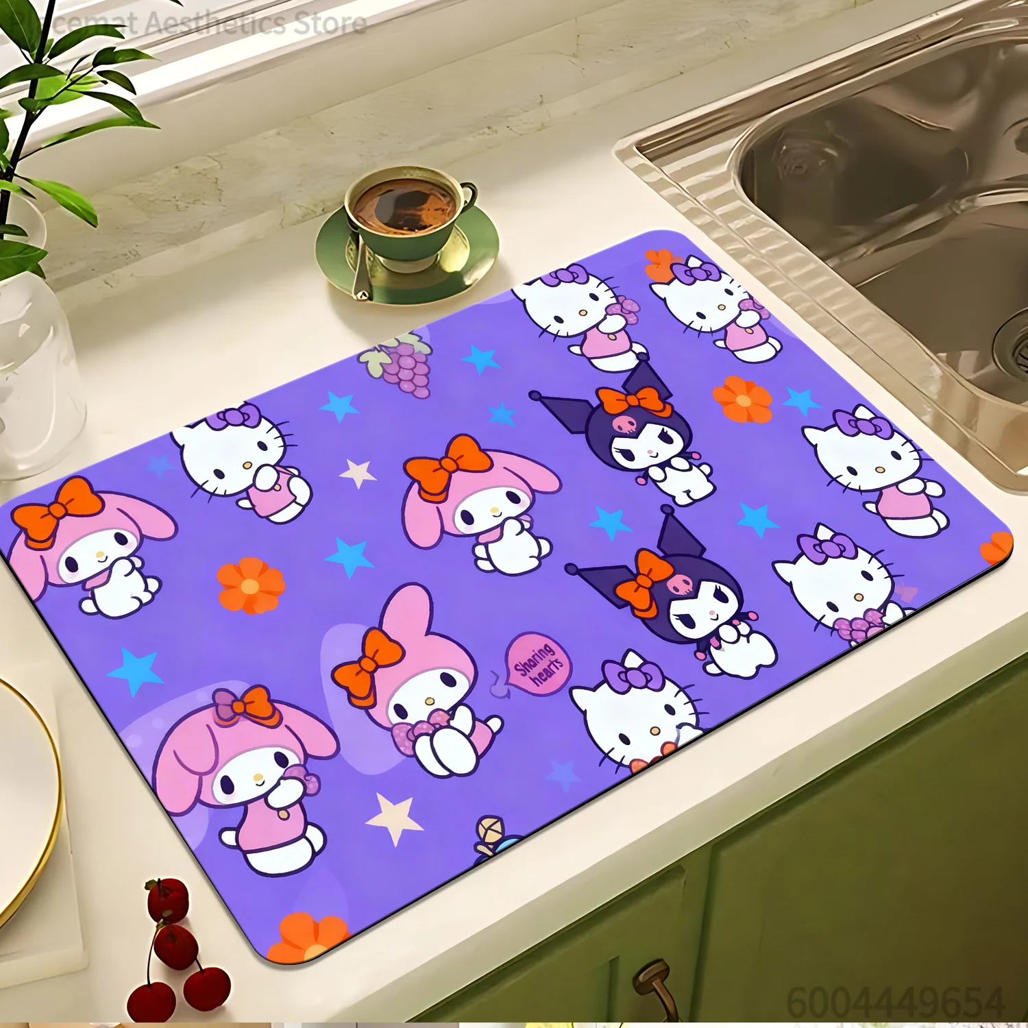 Hello Kitty Kaffeemaschinenmatte, ein beliebter Artikel von Sanrio, trendiges neues Produkt, Küchentrockenmatte und Tischset, elegant und schön.