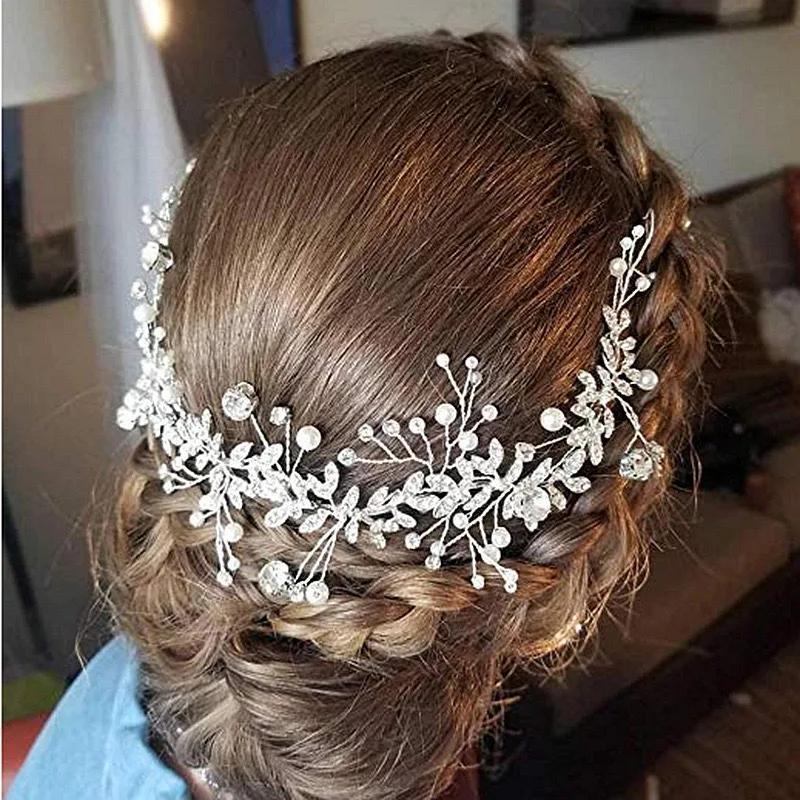 Weißer Kristallperlen-Haarkranz – Braut-Haaraccessoire für Brautjungfern, elegantes Boho-Stirnband für Hochzeit, Verabredung, Muttertag Image