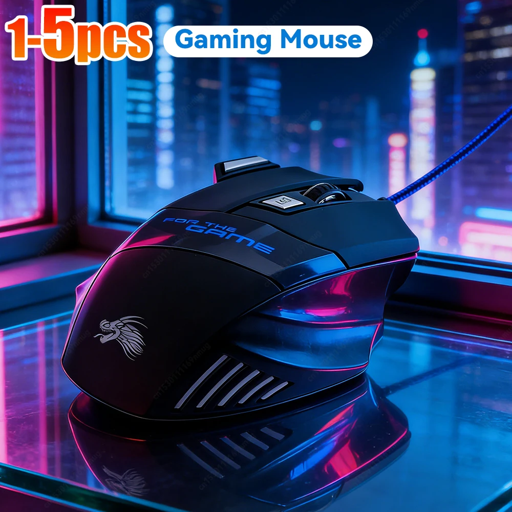 Kabelgebundene Optische Computer-Gaming-Maus PC-Gamer-Maus 7-Farben Hintergrundbeleuchtung DPI Einstellbar Laptop Desktop Professionelle Computermaus Image