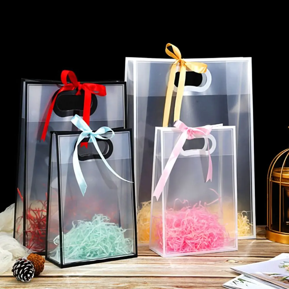Transparente Geschenkt üten Handtasche Hochzeit Einkaufstasche für Geburtstag Hochzeits feier für Gäste tragbare Verpackungs tasche kleines Unternehmen Image