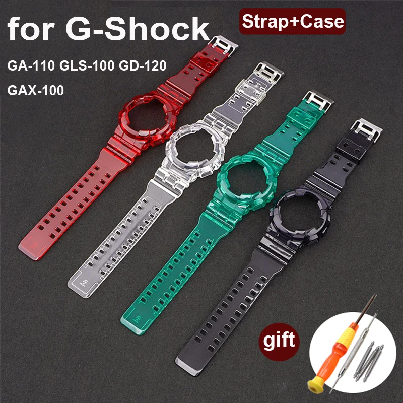 Für Casio G-Shock GA-100/110/120 GD-100/110/120 GAX-100 GLS-100 Silikonarmband-Gehäuse-Set, transparentes Sportuhrenarmband Image
