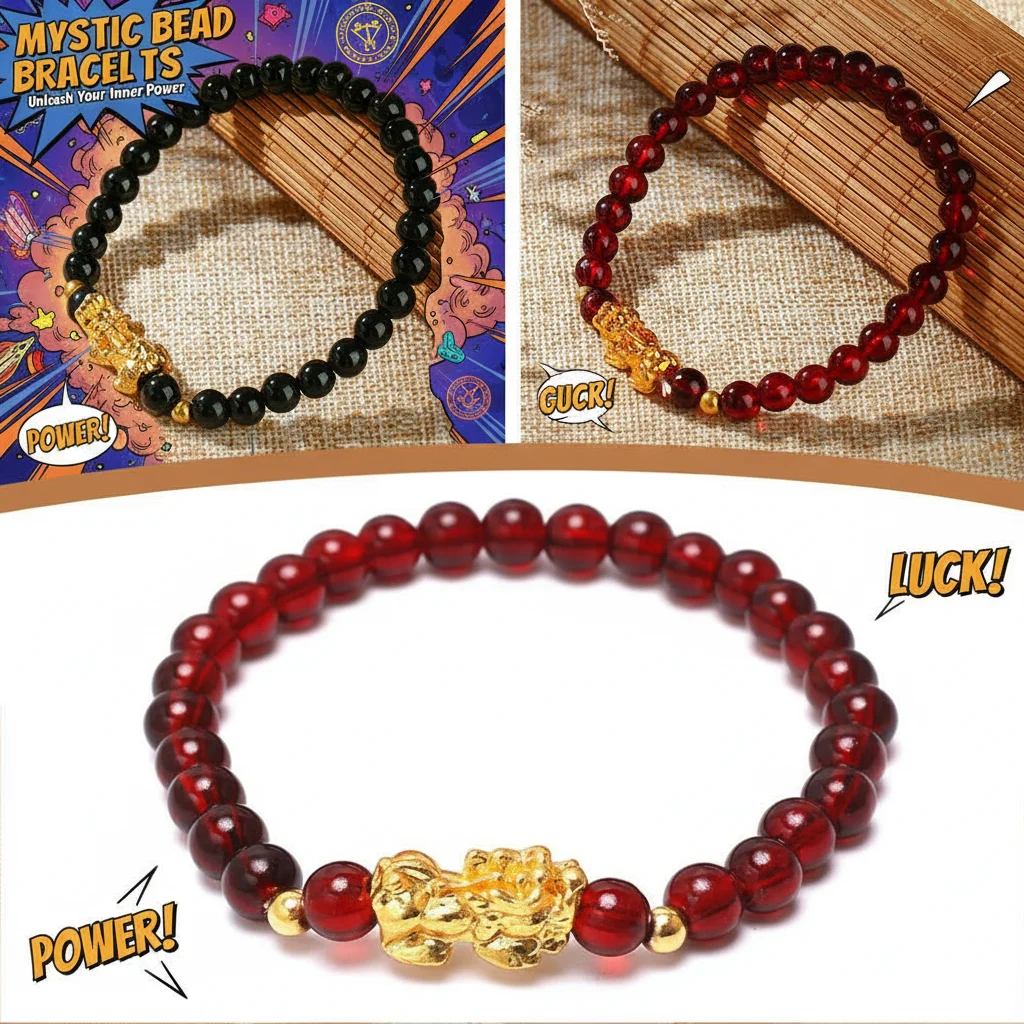 Natürliches Obsidian Fengshui Pixiu Armband für Frauen und Männer, Glücksbringer, Reichtum, Buddha-Armband, Schmuck, Steinperlen Image