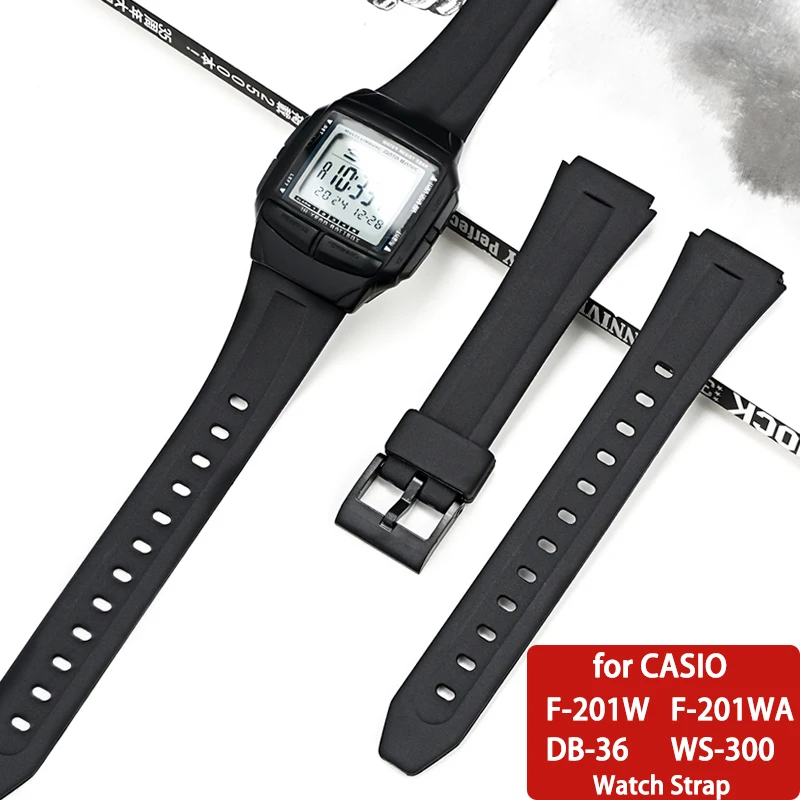 Kautschukarmband für Casio F-201W F-201WA DB-36 WS-300 Herren Sport Wasserdicht Schwarz Harz Ersetzen Armband Uhrenarmband 18mm Image