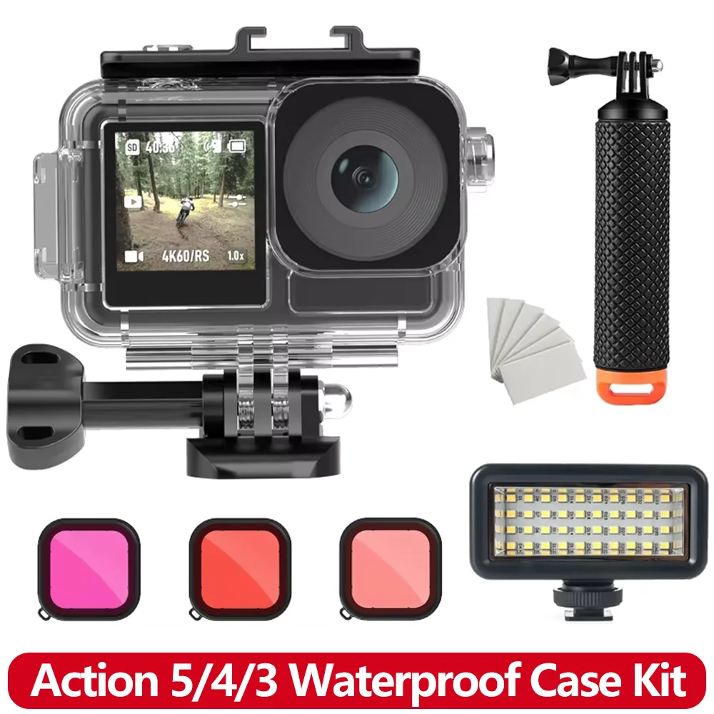 ACTION 5/4/3 Wasserdichtes Gehäuse Tauchen Unterwasser-Schutzgehäuse für DJI Osmo Action 5 PRO 4 3 Action-Kamera-Zubehör Image