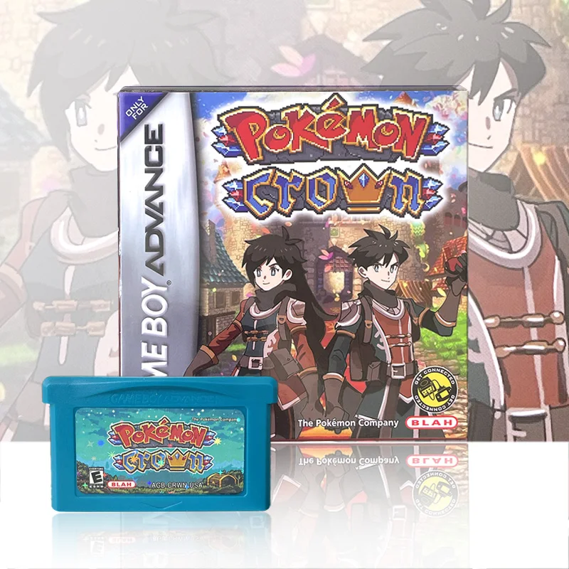USA English Pokemon CROWN 6.0.1 1 M Flash Cart GBA Box and Trey Game Cartridge Video Game Console Rom Hack