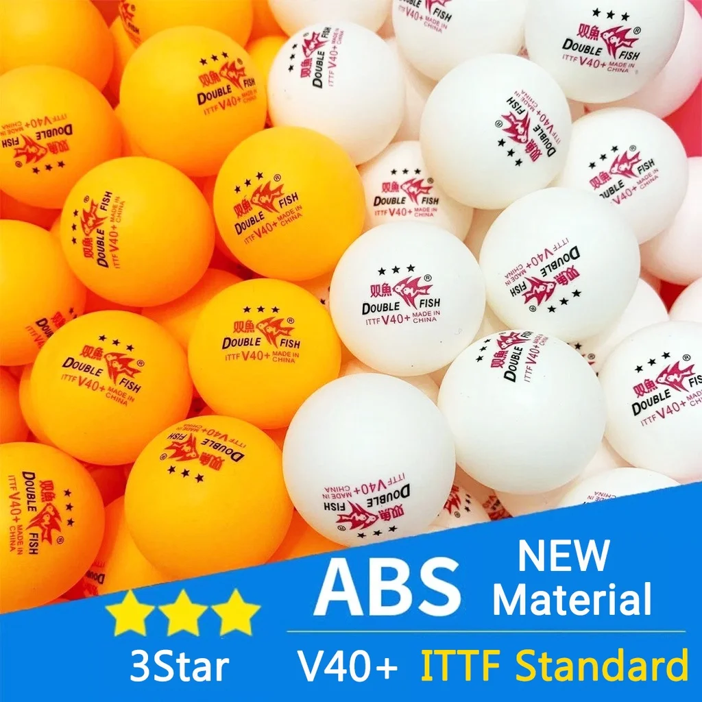 Original DOUBLE FISH V40 + 3 étoiles 30 pièces balle de Ping-Pong cousu ABS nouveau matériel balles de Tennis de Table balles de Ping-Pong Standard ITTF