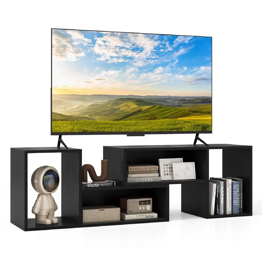 TV Stand Cabinet for 60 Inch TVs, Free Combination Adjustable Media Entertainment Center with LShaped Storage Shelves, Wooden T