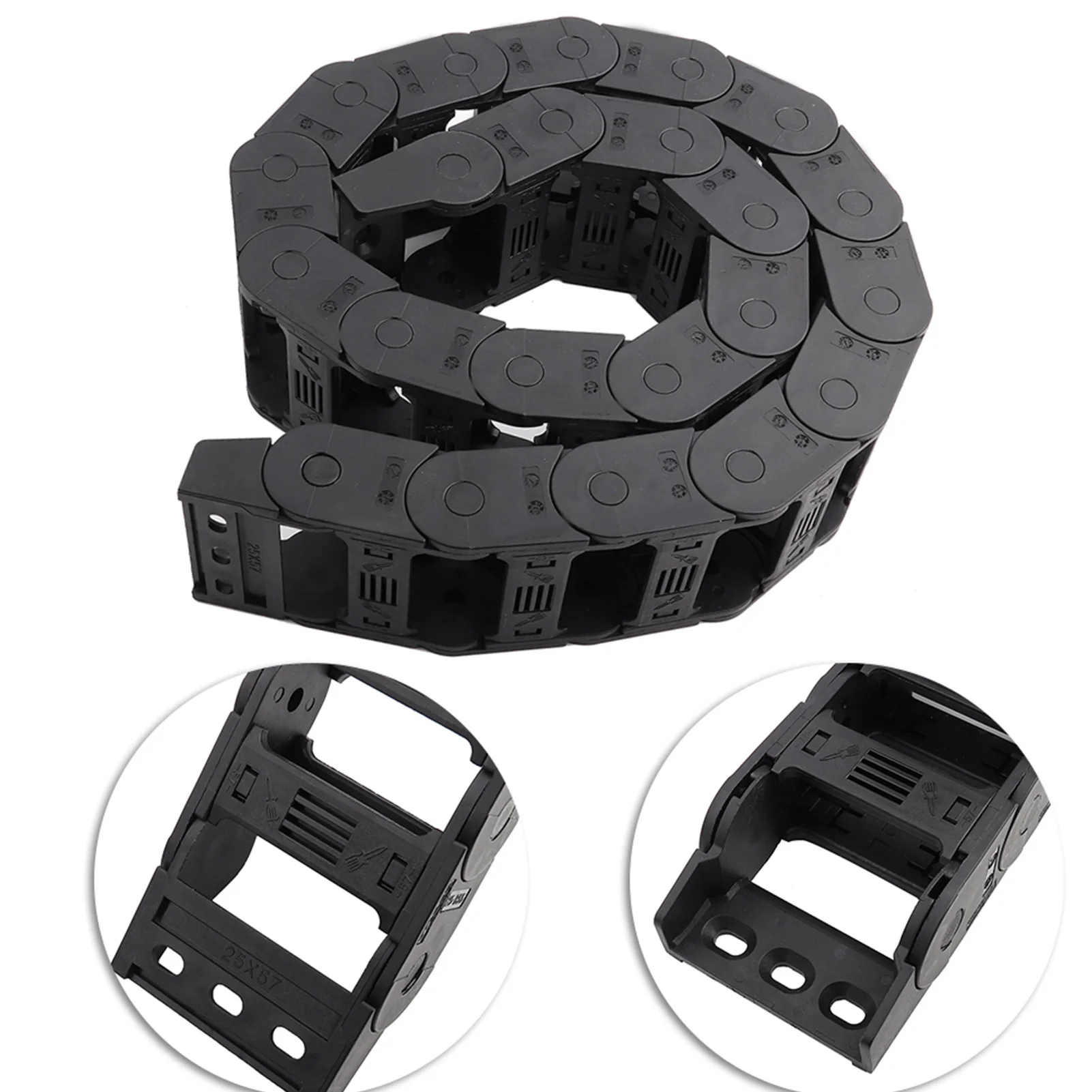 100 cm, 25 x 57 mm, Nylon-Kabelschleppkette, beidseitig offen, für Graviermaschinen, Zubehör, Kabelträger-Schleppkette Image