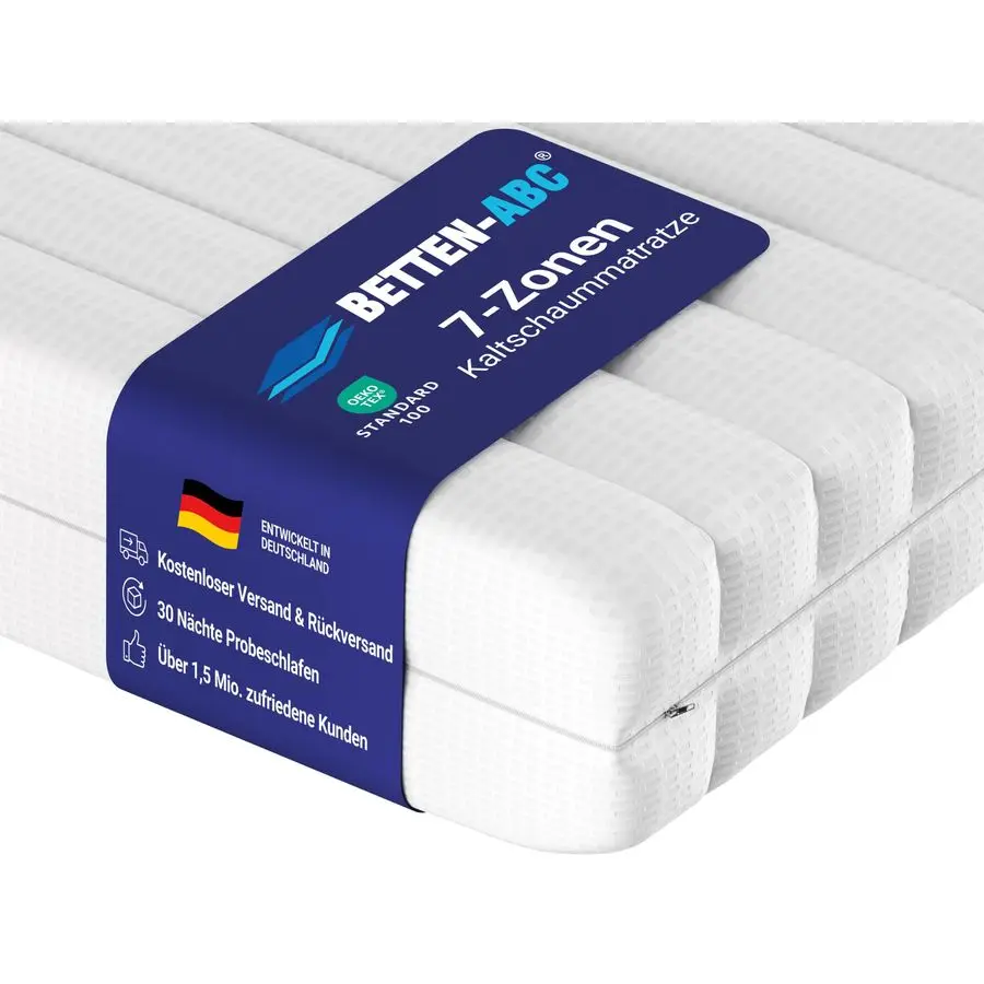 Orthopädische Kalt-Schaum-Matratze mit 7 Zonen, Dichte RG 30, Höhe ca. 16 cm, Bezug waschbar bis 60°C Image