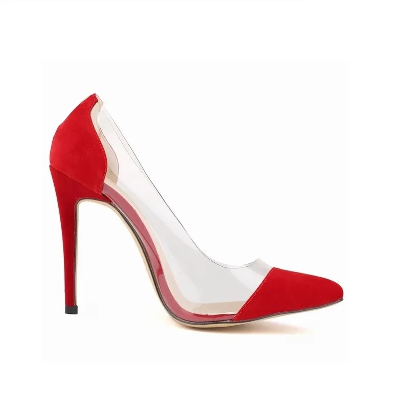 Neue Frauen High Heels sexy Pumps spitze Zehen transparente Damen einzelne dünne Ferse Stilettos Party kleid Hochzeits schuhe plus Größe