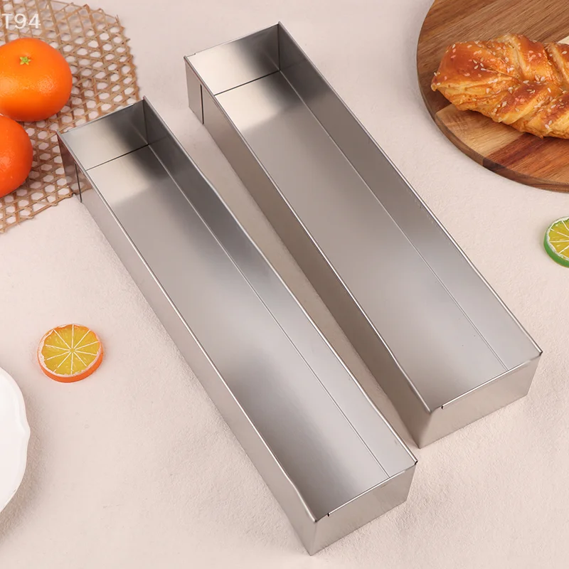 40x10x6cm Edelstahl Rechteckige Tiramisu Pfanne Lange Kuchen Form DIY Laib Brot Form Rand Flache Toast Boxen hausgemachte Backen Werkzeug Image