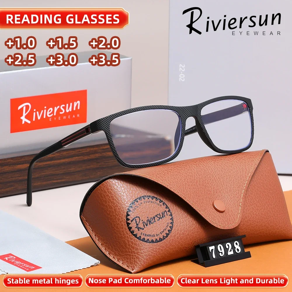 Rechteckige klassische Lesebrille für Herren und Damen, Presbyopie-Brille, Lesebrille +1,0+1,5+2,0+2,5+3,0+3,5 Image