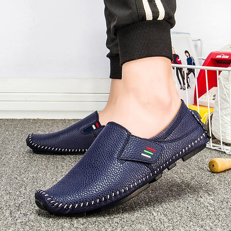 Modische Mokassins für Herren, Loafer, Sommer-Wanderschuhe, atmungsaktive Freizeitschuhe, Herren-Schuhe mit Klettverschluss, Bootsschuhe, flache Herrenschuhe