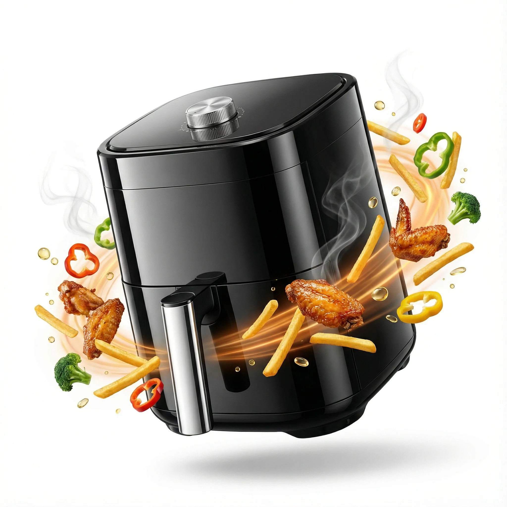 4L Heißluftfritteuse mit Sichtfenster, 1200W Kompakte Heißluftfritteuse, One-Touch-Drehknopfsteuerung, 0–60 Min. Timer Image