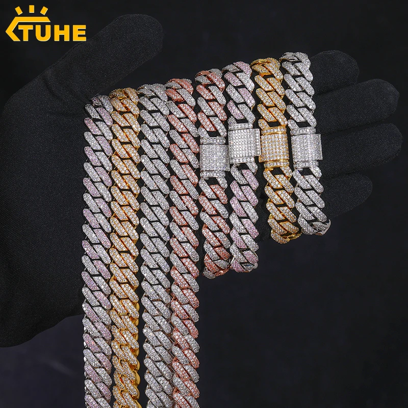 TUHE Hip Hop Iced Out 8MM 14MM 20MM Volle Miami Curb Kubanische Kette Bling CZ Rapper Halsketten für Männer Punk Schmuck Hohe Qualität Geschenk Image