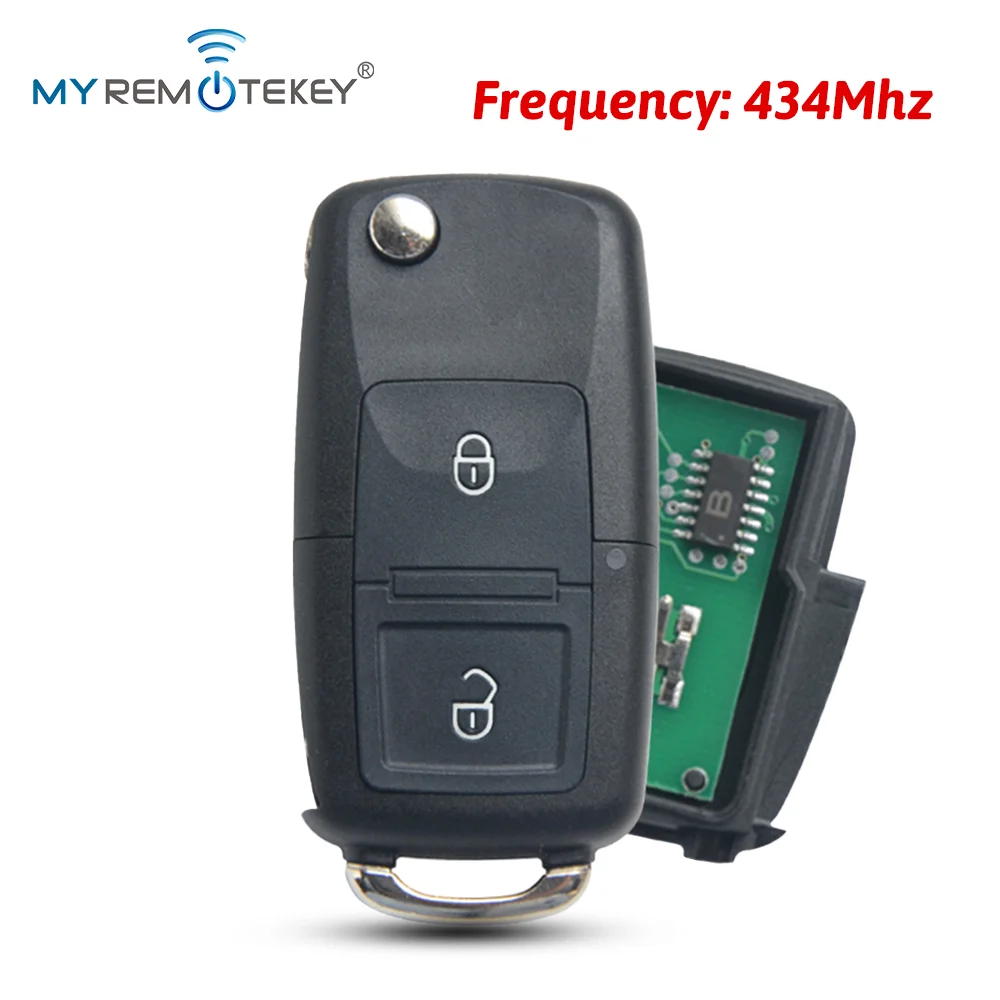 MYREMOTEKEY Funkschlüssel 2 Tasten 434 MHz für VW Golf Bora 2003 2004 P/N 1J0 959 753 AG/1J0 959 753CT Image