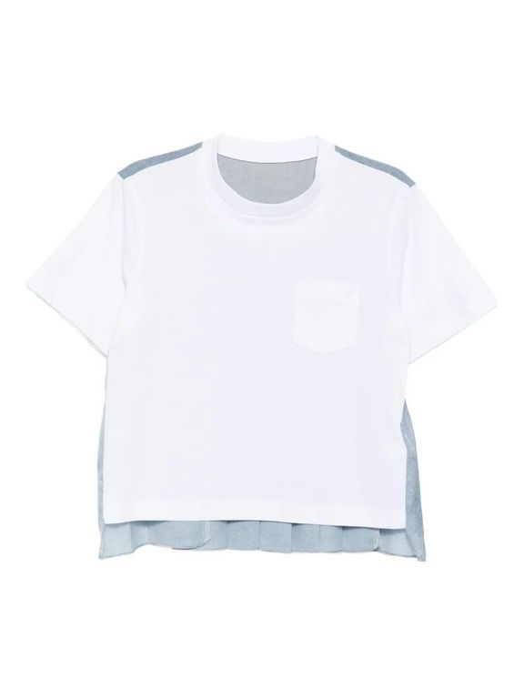 Pleated T-Shirt - White - Sacai Tops