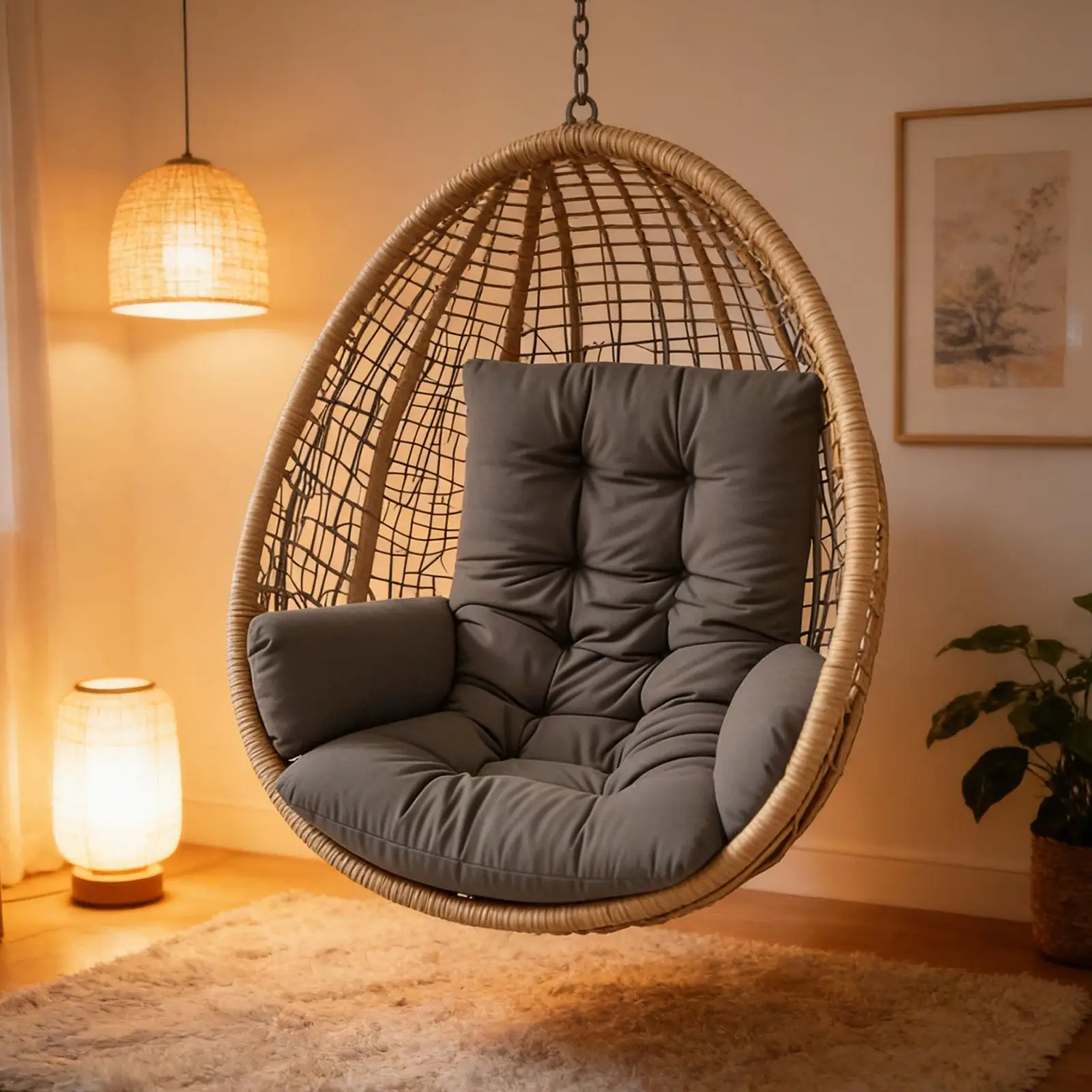 Hängesessel-Kissen U-förmiges Sitzpolster für Innen- und Außenbereich Hängematten-Kissen für Garten, Terrasse, Balkon, Liegestuhl