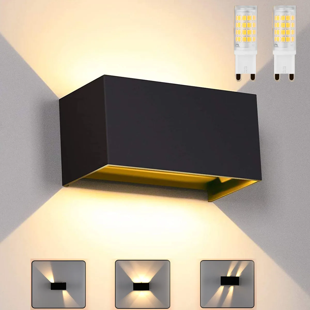 12W moderne LED-Wandleuchte, Aluminium-Wandleuchte nach oben und unten verstellbarer Lichtstrahl, LED-Würfellicht für Innen- und Außenbereiche