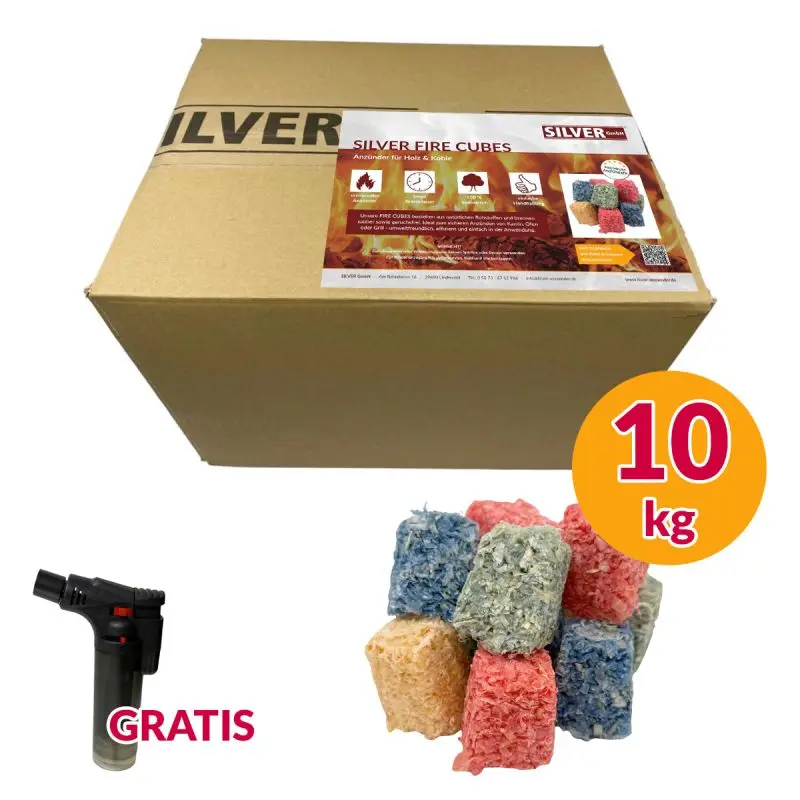 10 kg SILVER Fire Cubes - Schnell & sicher Anzünden für Kamin, Ofen, Grill & Lagerfeuer