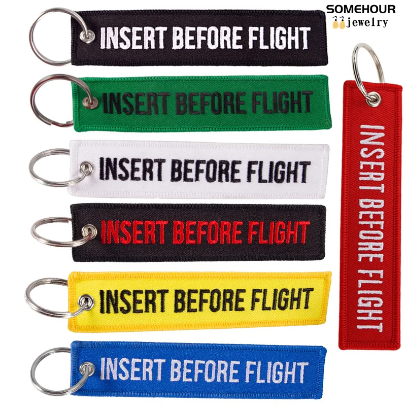 SOMEHOUR Insert Before Flight Auto Tasche Schlüsselanhänger Anhänger Motorrad Schlüsselanhänger Anhänger Schmuck Stickerei Luftfahrthalter Weihnachtsgeschenke Image