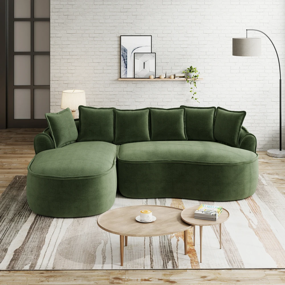 Rahmenloses Modulares Ecksofa, L-förmiges Cloud-Chenille-Sofa, Schaumstoffgefüllt, Extra Tiefe Sitzfläche, Breite Armlehnen, Wohnzimmer-Sofa