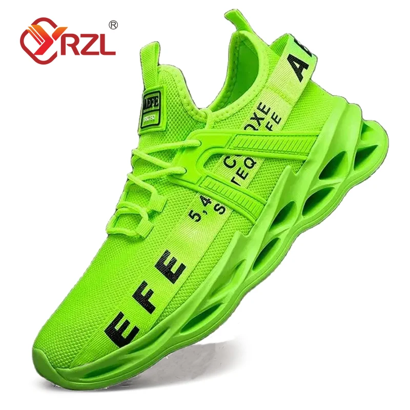 YRZL Herren-Sneaker, leicht, bequem, atmungsaktiv, Mesh-Sneaker, Herren, grün, Freizeitschuhe, dicke Sohle, Laufschuhe für Herren