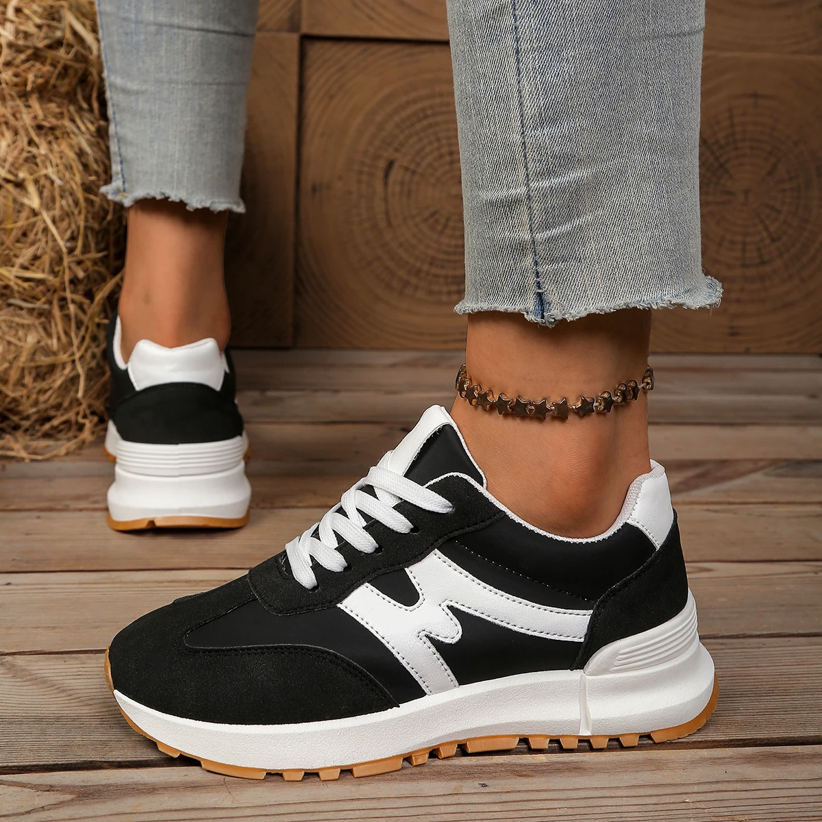 Modische neue flache Sportschuhe mit runder Spitze, heiß begehrt im Frühling und Herbst, bequeme/elegante Freizeitschuhe für Damen