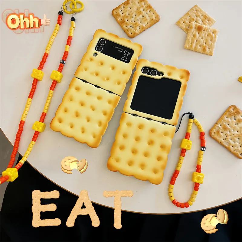 Kreative Simulation Soda Cracker Handyhülle für Samsung Galaxy Z Flip 7 6 Hard Cover für Z Flip 3 Z flip 4 Z flip 5 solide Shell-Halterung Image
