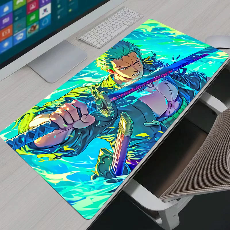 Leder-Mauspad Notebook One Piece Zoro Große Tastaturmatte Rutschfeste Computer-Unterlage Schreibtischmatte PC-Gamer Mauspad Jugendgeschenke Image