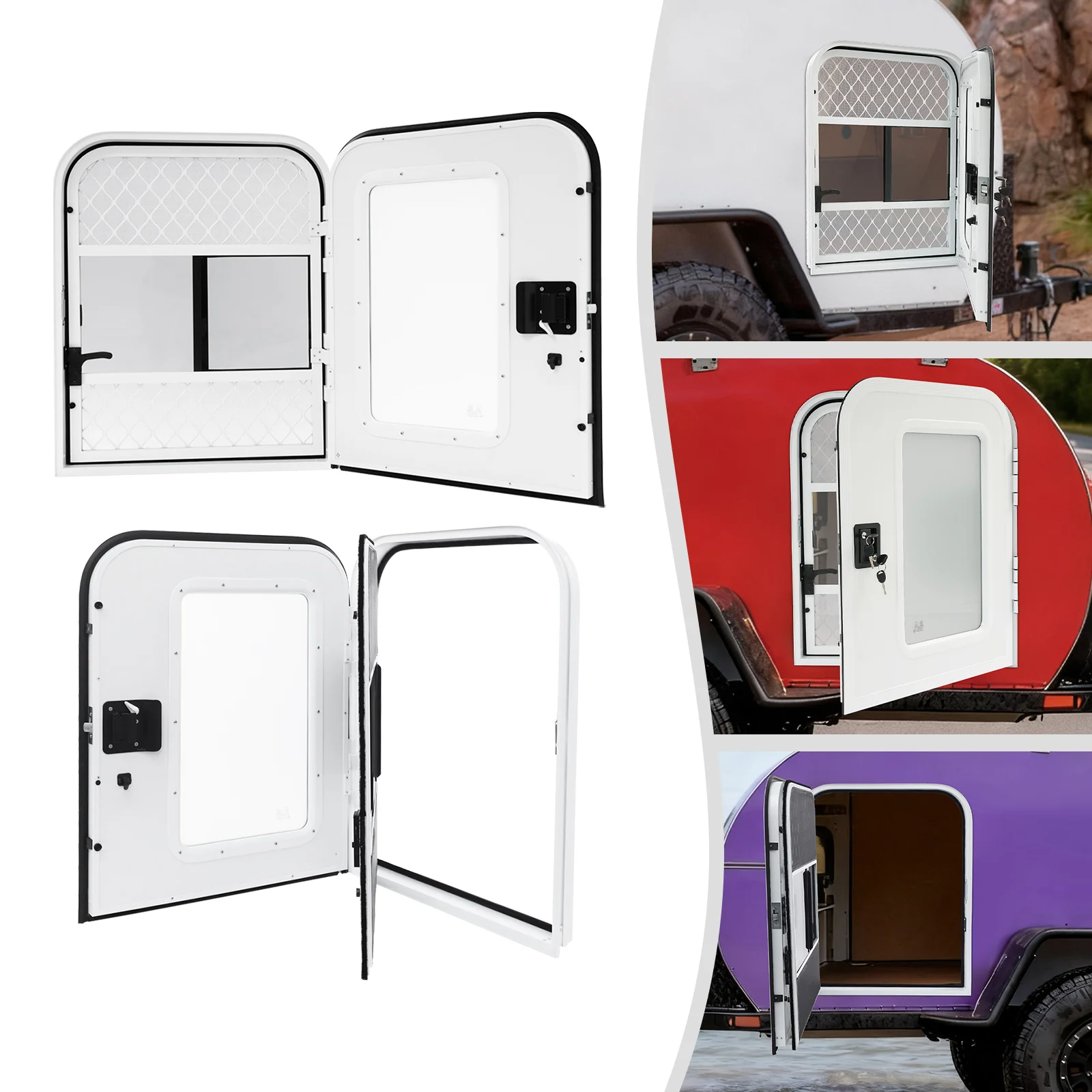 RV-Tür Robuste Eingangstür RV-Eingangstür Fahrer- und Beifahrerseite für Wohnmobile, 26 x 32 Zoll Aluminium-Eingangstür mit Schloss