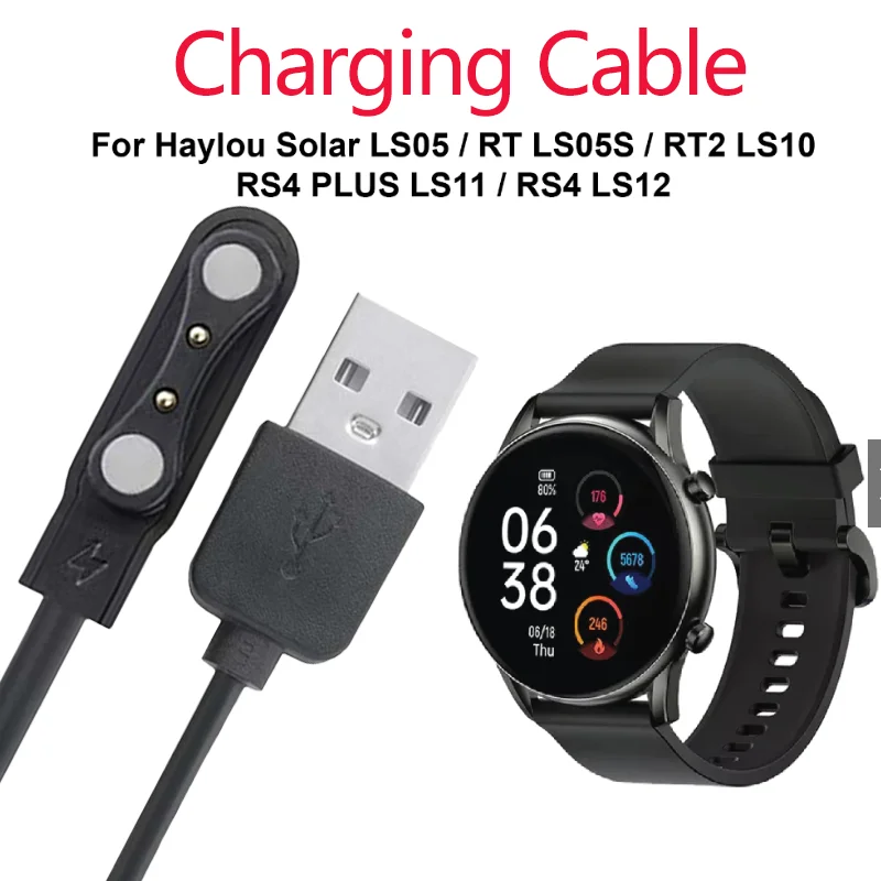2Pin USB-Ladekabel für Xiaomi Haylou RT LS05S/YAMAY SW022/MI IMILAB KW66/Haylou Sloar LS05/Ticwatch CXB01 Smartwatch-Ladegerät Image