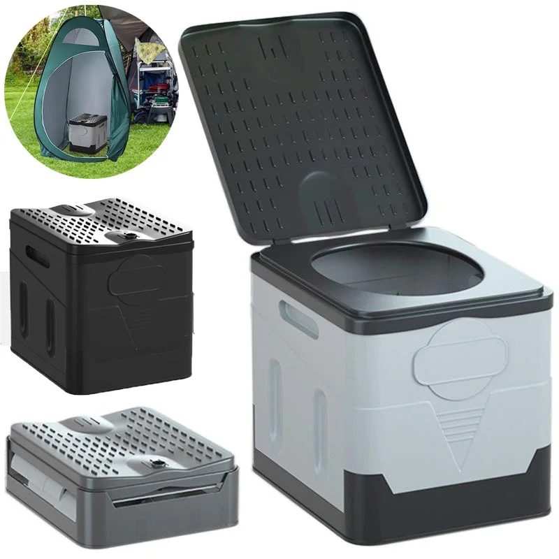 DWiusty Tragbare Falttoilette für Outdoor-Camping, Reisetoilette für Erwachsene, Reisetoilette für Kinder mit Sitzabdeckung Image