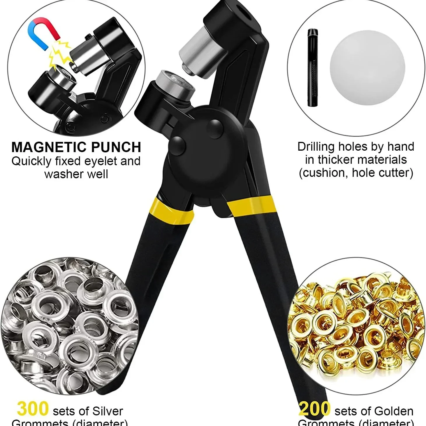 Set di strumenti per punzonatura a specifiche multiple Kit di strumenti per passacavo Kit per occhielli portatile Pressa per occhielli manuale con alcuni occhielli