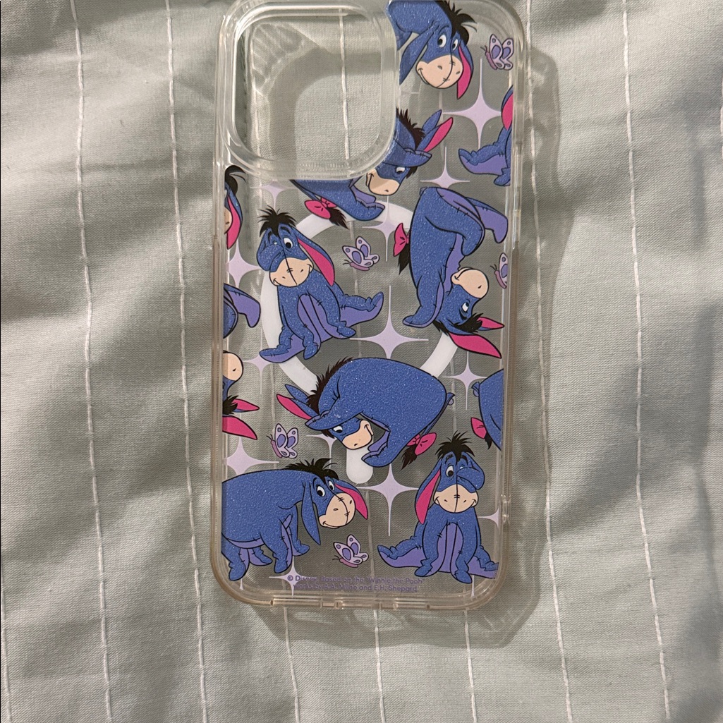Disney Cell Phones & Accessories | Eeyore Blue Pattern Clear Phone Case - Iphone 14 Pro Max | Color: Blue/Pink | Size: Os
