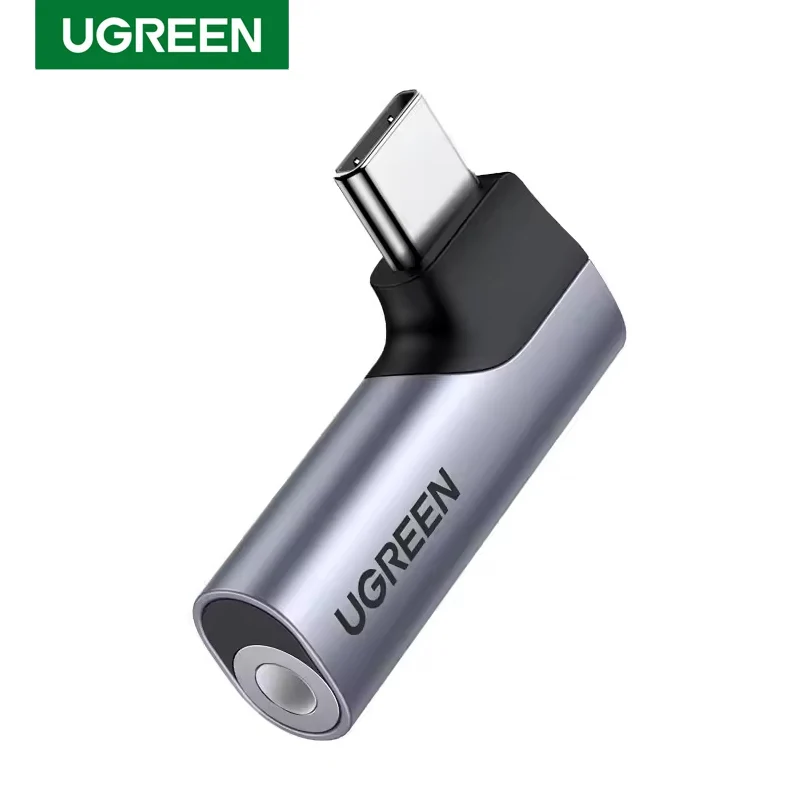 UGREEN Adattatore audio da USB C a 3,5 mm ad angolo retto per cuffie Auricolare Aux Mic Jack Adattatore USB C 90 gradi per Samsung iPad