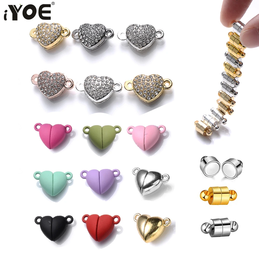 IYOE 5 paare/los Metall Kristall Runde Magnet Verschlüsse Charms Hand Herz Charme Für DIY Schmuck Magnetische Stecker Armband Halskette Image