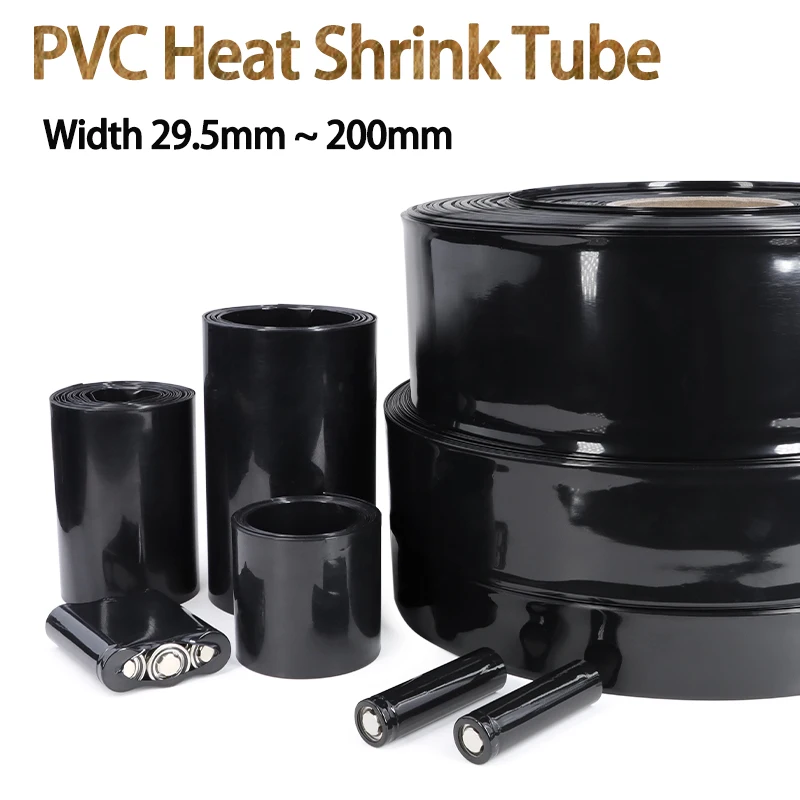 3/5M PVC Schwarzer Schrumpfschlauch Breite 29,5mm ~ 200mm 18650 Lipo Akku-Pack Isolierte Kabelhülle Schutzfolie Batteriefolienummantelung Image