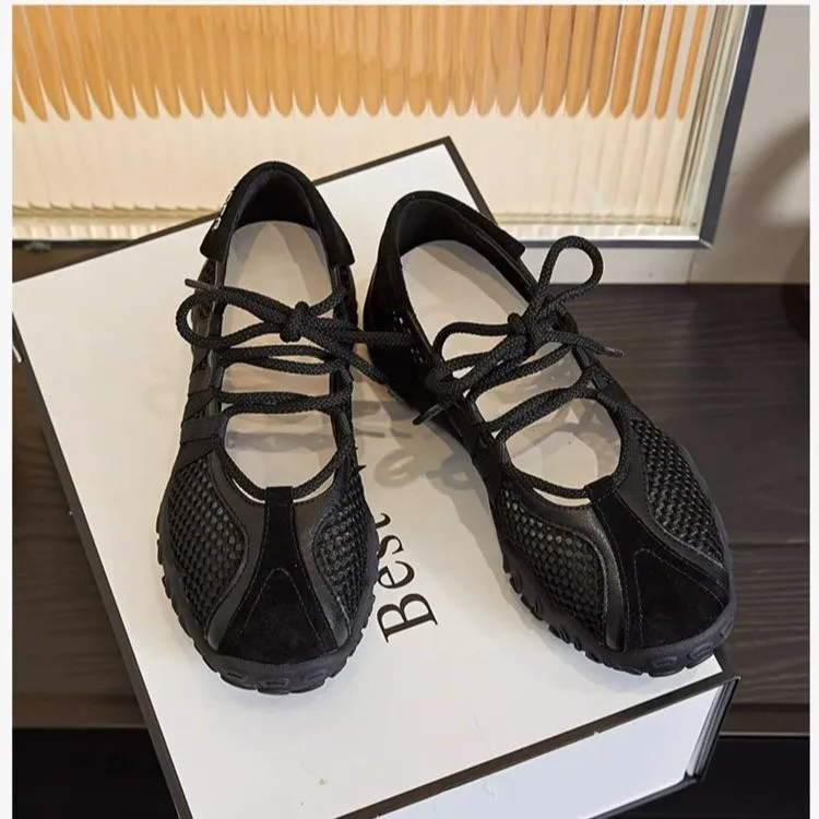 Nischen-Hollow-Mary-Jane-Schuhe im französischen Stil für Damen, Sommer 2026, atmungsaktives Mesh, niedrig geschnitten, sportlich und lässig, Premium-Damenschuhe