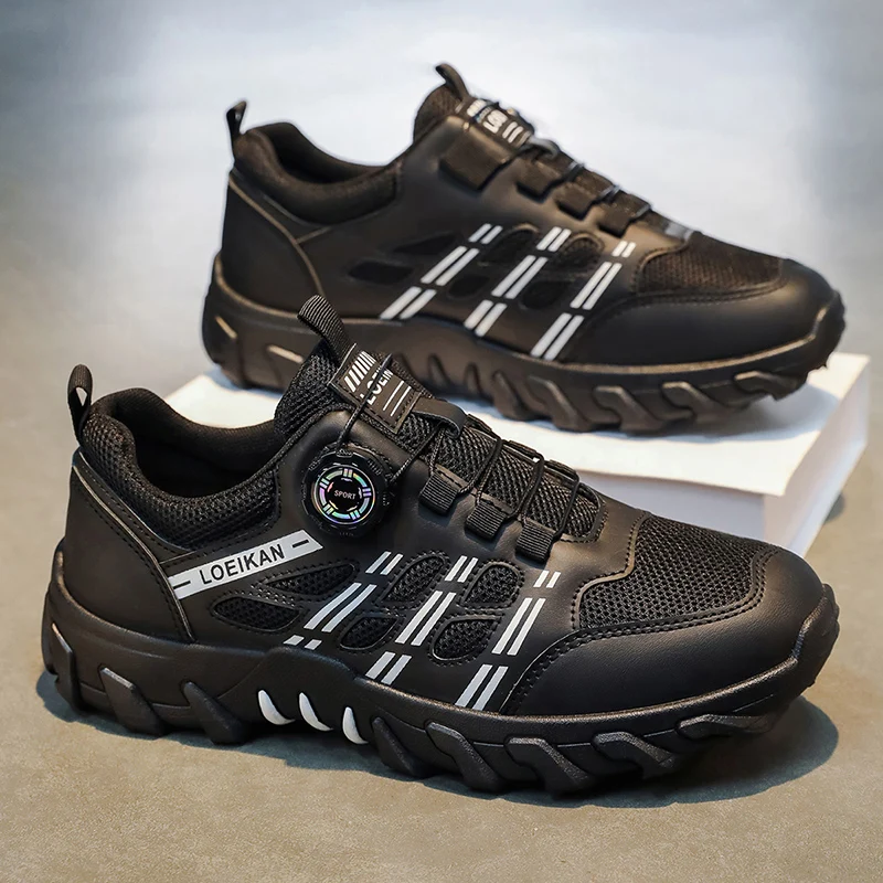 LOEIKAN Herren-Wanderschuhe mit Drehverschluss, rutschfeste, verschleißfeste Outdoor-Sneaker, atmungsaktive Mesh-Trekkingschuhe zum Klettern Image