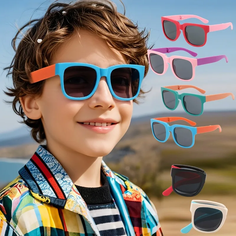 3/6/7 Paar quadratische faltbare Kinderbrillen für Jungen und Mädchen, ultraleichtes PC-Material, stilvolle und vielseitige dekorative Brillen Image