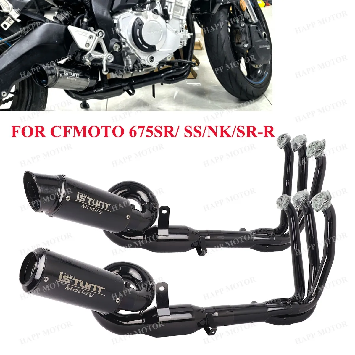 Für CFMOTO 675SR 675SRR 675SS 675NK Alle Jahre Motorradauspuff Komplettsystem Slip On 675SR Auspuff Edelstahl Image