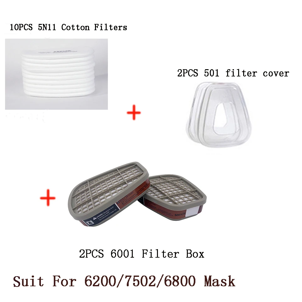 Zubehör 6001 Kartuschenbox 5N11 Baumwollfilter-Set für 3 m 6200/7502/6800 Staub-Gasmasken, Atemschutzmaske für chemische Malerei