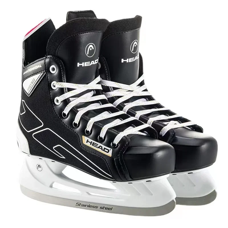 S180 Schwarzes Leder Eishockey Messer Klingen Skates Schuhe Patines mit echter Eisklinge Erwachsene Kinder Größe 28-47 Anfänger