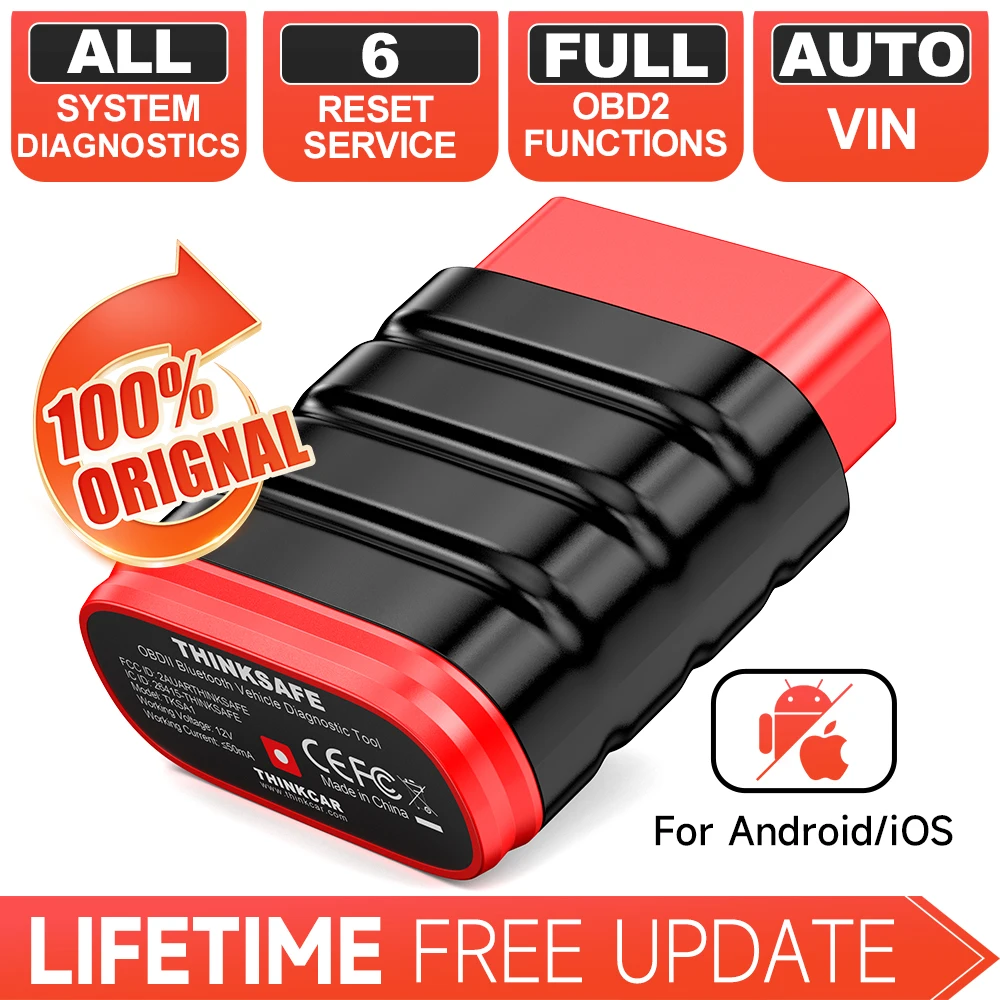 THINKCAR Thinksafe Bluetooth-OBD2-Scanner, OEM-Komplettsystem-Diagnose-Scan-Tool für iOS/Android, Check Engine Light Fault Car Code Image