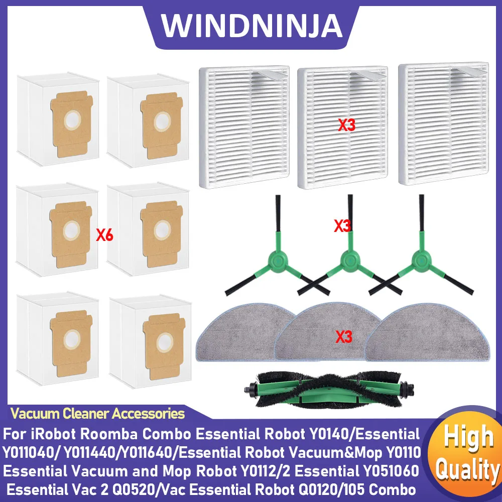 Hepa-Filter, Mopps, Staubbeutel, Seitenbürste, Teile für iRobot Roomba Combo Essential Robot Y0140/Y011040/Y011440/Y011640/Essential Vac 2 Image