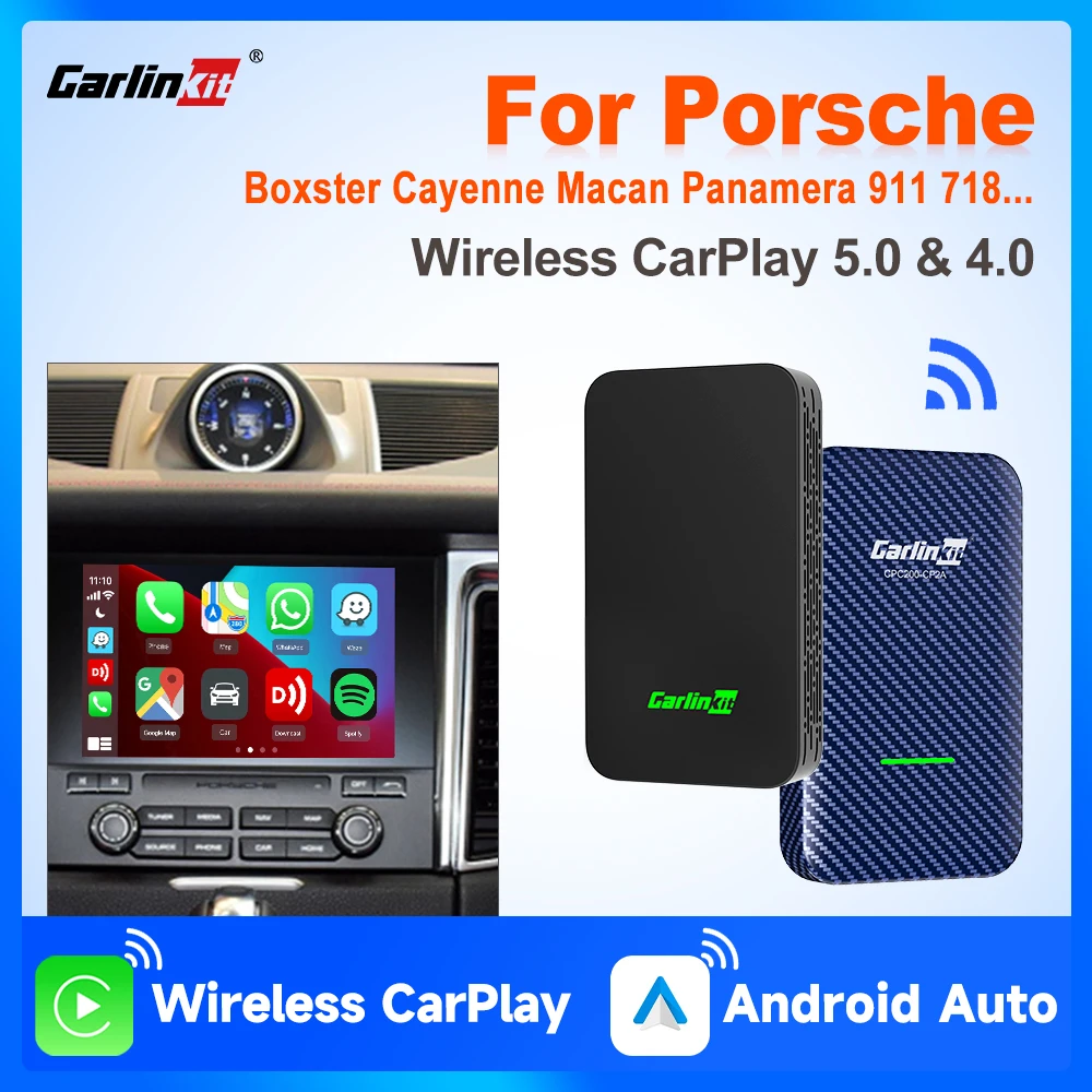 CarlinKit 5.0 & 4.0 Wireless Android Auto CarPlay Adapter Auto-Connect für Porsche Panamera 718 Macan Cayenne 911 Taycan 2017–2024 Image