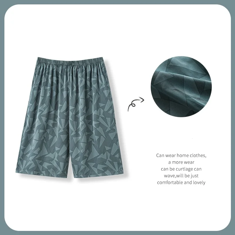 Herren-Pyjamahose aus Eisseide, weiche Schlafhose, Nachtwäsche, Freizeithose, lockere Hose, große Größe, Unterwäsche Image